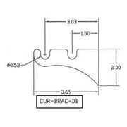 Technical diagram of Curtain Brackets For Two 1/2 Inch Rods with precise measurements for accurate wall mounting and rod fitting.