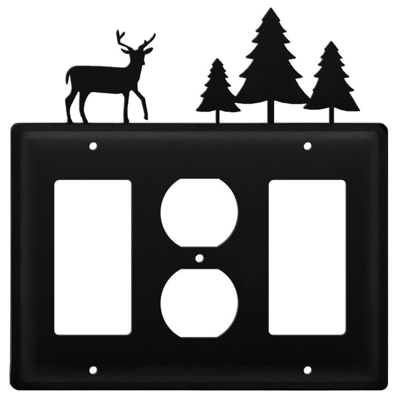 Triple Deer & Pine Trees Single GFI Outlet and GFI Cover CUSTOM Product