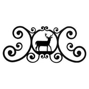 Decorative Deer Design Over Door Plaque in black with elegant scroll accents, perfect for enhancing entryways with a nature-inspired touch.