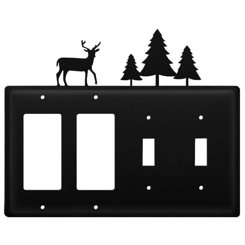 Quad Deer & Pine Trees Double GFI and Double Switch Cover CUSTOM Product