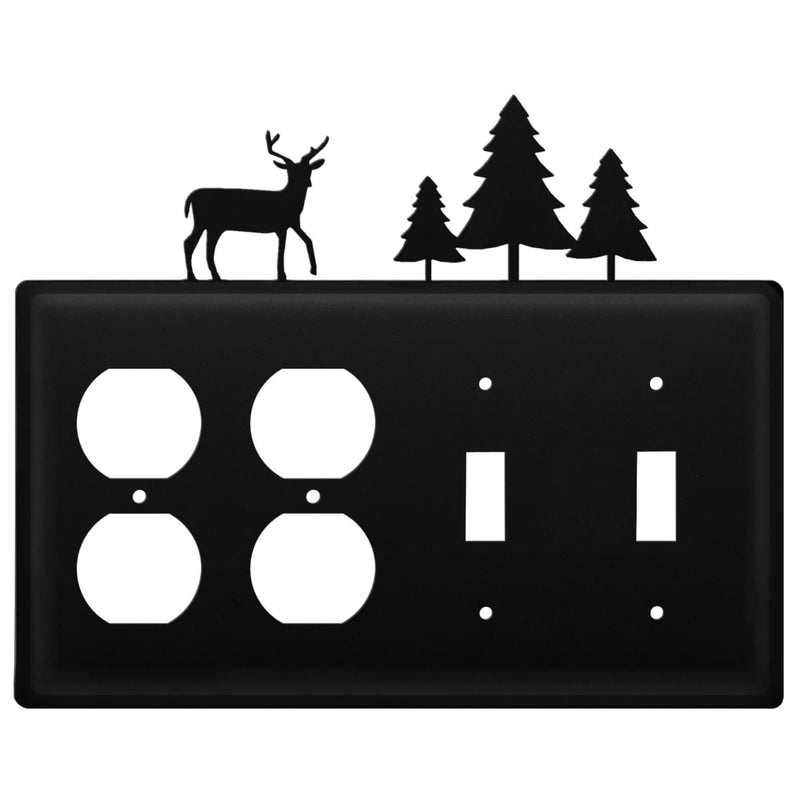 Quad Deer & Pine Trees Double Outlet and Double Switch Cover CUSTOM Product