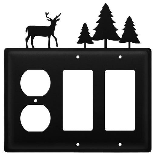Triple Deer & Pine Trees Single Outlet and Double GFI Cover CUSTOM Product
