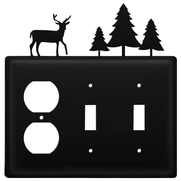 Triple Deer & Pine Trees Single Outlet and Double Switch Cover CUSTOM Product
