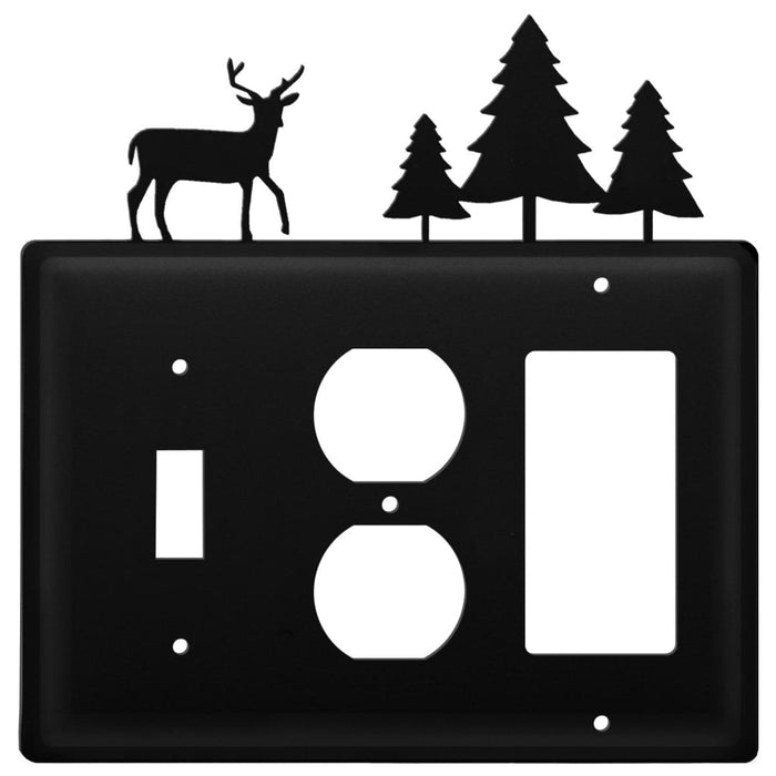 Triple Deer & Pine Trees Single Switch Outlet and GFI Cover CUSTOM Product