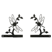 Pair of Dragonfly Curtain Tie Backs in black metal with symmetrical leaf and insect motif, perfect for enhancing home window decor.