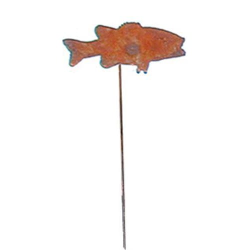 Decorative fish garden stake with a rustic finish, perfect for enhancing garden charm in home and outdoor spaces.