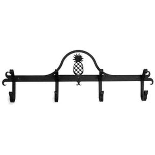 Wrought iron Pineapple Coat Bar featuring a tropical pineapple design and five sturdy hooks for stylish wall-mounted storage.