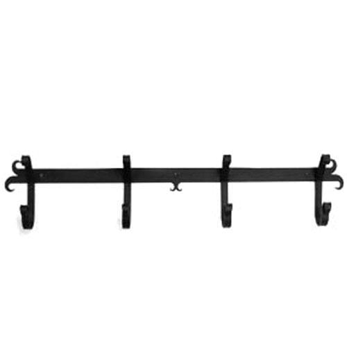 Wall-mounted Plain Coat Bar featuring a sleek black finish and scroll-style hooks, perfect for entryways or bathrooms.
