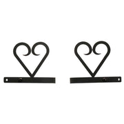 Pair of Heart Curtain Tiebacks - Home Decor in black finish, featuring elegant heart-shaped scrolls for window treatment accessories.