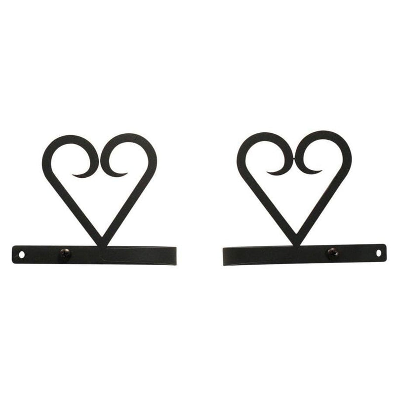 Pair of Heart Curtain Tiebacks - Home Decor in black finish, featuring elegant heart-shaped scrolls for window treatment accessories.