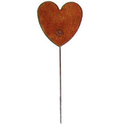 Heart-shaped rusted garden stake for outdoor decoration, adds vintage charm to lawns, gardens, or planters.