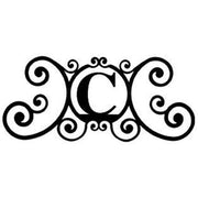 Stylish House Plaque Letter C in elegant black scrollwork, ideal decorative plaque for home exterior or garden wall display.