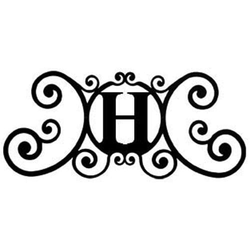Decorative Custom House Plaque featuring bold letter H and elegant scrollwork, ideal for enhancing curb appeal in home exteriors.
