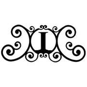 Decorative House Plaque Letter I with elegant scrollwork, 24x11 inches, perfect for enhancing front door or garden entrance.