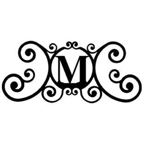 Decorative House Plaque Letter M in black metal finish, 24-inch durable design for stylish home and garden wall accents.