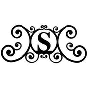 Decorative House Plaque Letter S featuring elegant scrollwork, perfect for custom outdoor decor in home and garden settings.