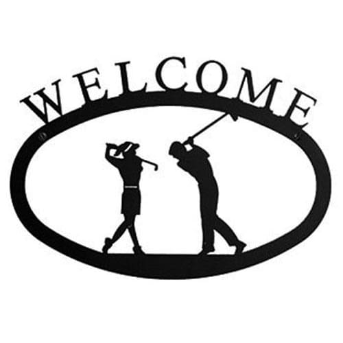 Two Golfers Welcome Sign Large