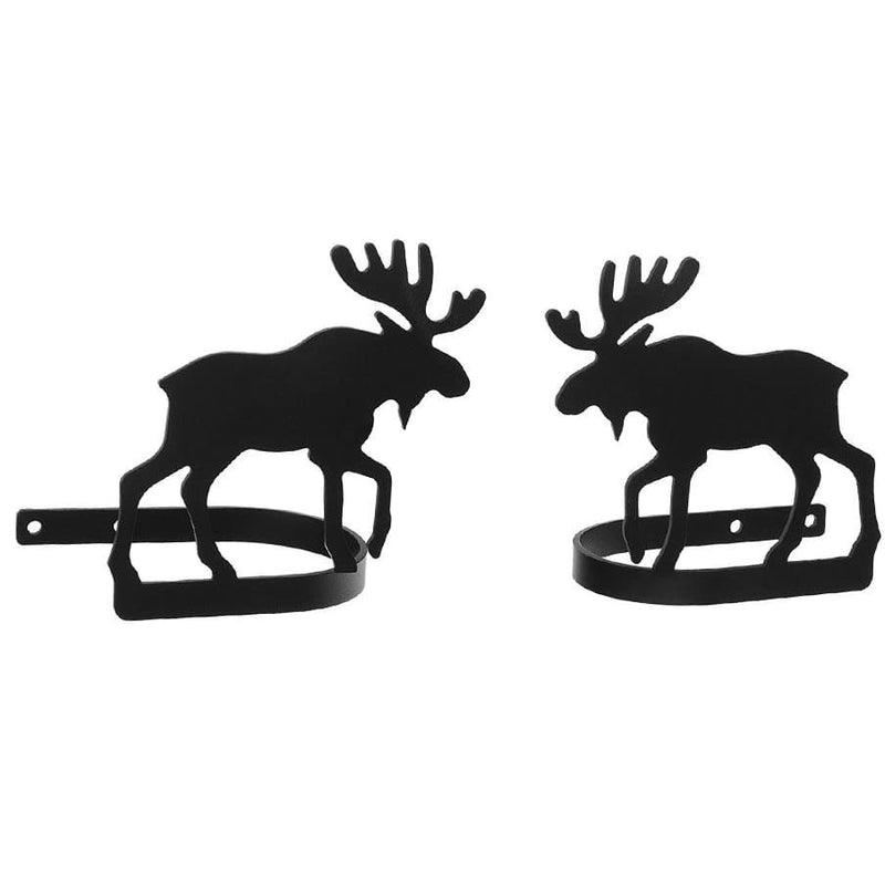 Rustic Moose Curtain Tiebacks crafted from durable black metal, ideal for enhancing lodge or woodland-themed interiors.