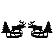 Rustic Curtain Tie Backs - Moose Pine Pair featuring silhouette of moose and pine trees, ideal for cabin-style home decor.