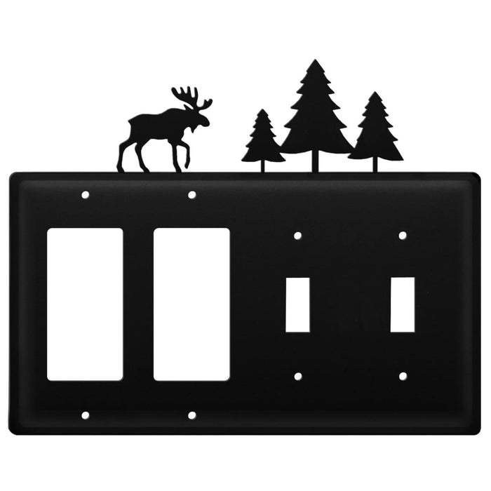 Quad Moose & Pine Trees Double GFI and Double Switch Cover CUSTOM Product