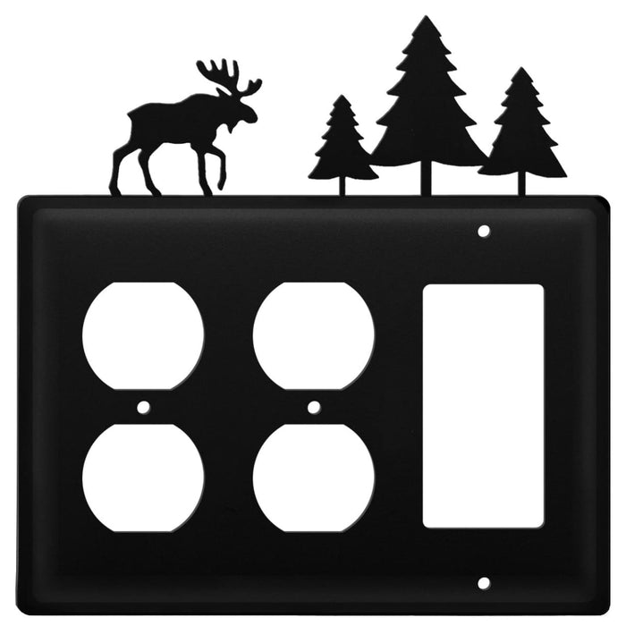 Triple Moose & Pine Trees Double Outlet and Single GFI Cover CUSTOM Product