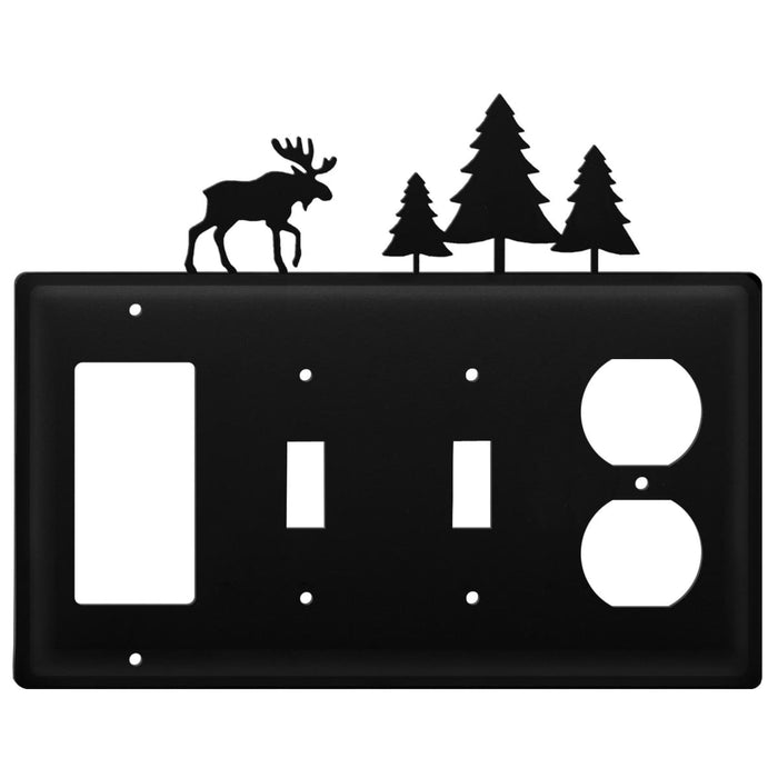 Quad Moose & Pine Trees Single GFI Double Switch and Single Outlet Cover CUSTOM Product