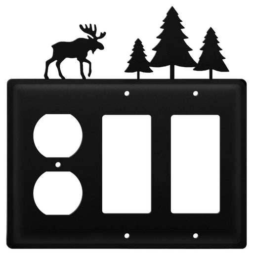 Triple Moose & Pine Trees Single Outlet and Double GFI Cover CUSTOM Product