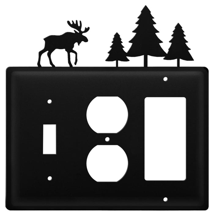 Triple Moose & Pine Trees Single Switch Outlet and GFI Cover CUSTOM Product