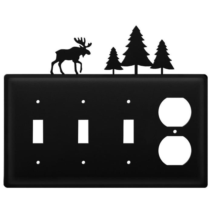 Quad Moose & Pine Trees Triple Switch & Single Outlet CUSTOM Product