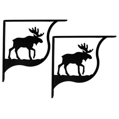 Pair of Moose Small Shelf Brackets, 5 1/4 in. size, with matching moose silhouette design for stylish and durable shelf support.
