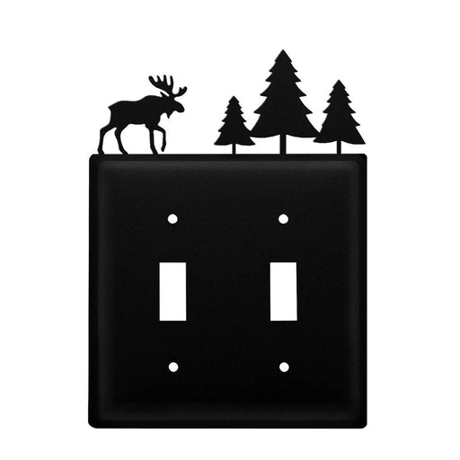 Double Moose & Pine Trees Switch Cover Double