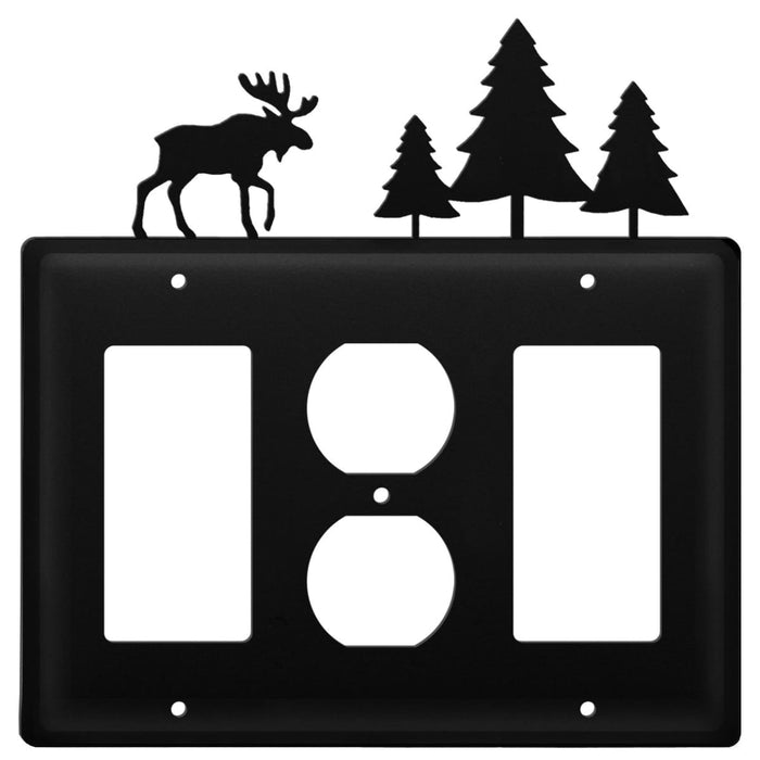 Triple Moose & Pine Trees Single GFI Outlet and GFI Cover CUSTOM Product