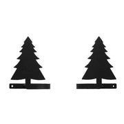 Black metal Pine Tree Curtain Tie Backs set, 4.5x5x3.25 inches, perfect for enhancing curtains with a natural, festive touch.