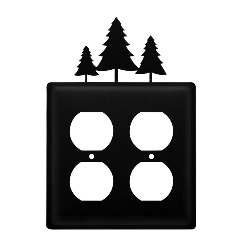Double Pine Trees Double Outlet Cover