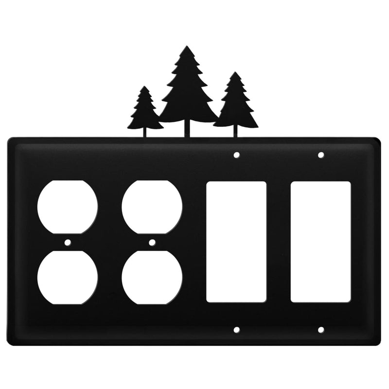 Quad Pine Trees Double Outlet and Double GFI Cover CUSTOM Product