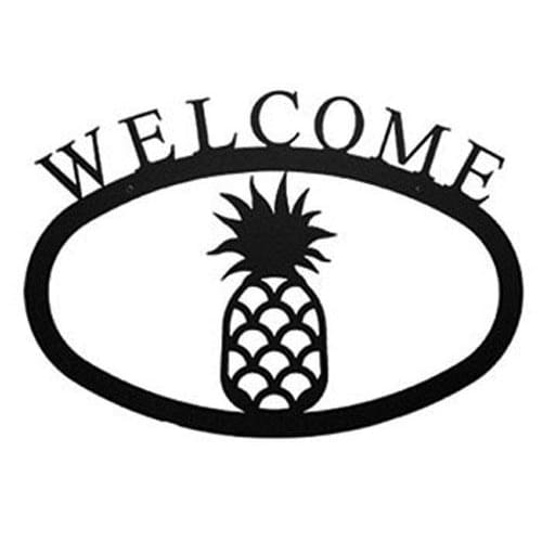 Pineapple Welcome Sign wall décor in oval shape, perfect for home and garden entryways to create a warm, inviting atmosphere.