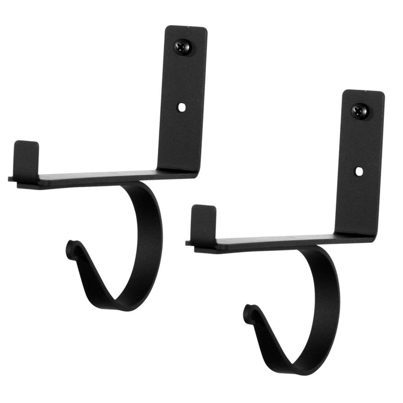 Plain Curtain Shelf Brackets (pair) in matte black finish, designed for supporting curtain rods and shelves in home window treatments.