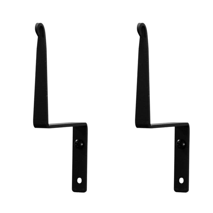 Set of two Plain Curtain Swags with minimalist black finish, ideal for holding curtain swags in home decor settings.