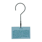 Hanger holder for recipe card with black hook design, ideal for cabinet use, holds 3x5 or 3x7 inch cards for easy kitchen reference.