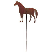 Metal horse rusted garden stake for horse lovers, perfect for adding rustic charm to garden landscapes and outdoor spaces.