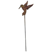 Durable hummingbird garden stake sculpture with rustic look, perfect for enhancing garden aesthetics and flower beds.