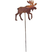 Durable moose garden stake with rusted finish, perfect for enhancing outdoor spaces with wildlife-themed lawn sculptures and rustic charm.