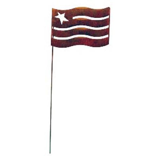 Flag Rusted Garden Stake Small
