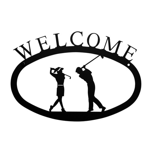 Two Golfers Welcome Sign Small