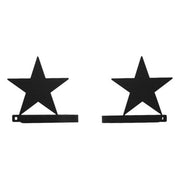 Black star curtain tie backs with flat mounting arms, perfect for adding a decorative touch to curtains in any room.