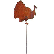 Durable Turkey Garden Stake in rusted finish, perfect for lawn ornaments and seasonal outdoor decoration in home gardens.