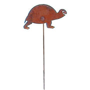 Rusted Turtle Garden Stake | 10x30 inches adds rustic charm to lawns or flower beds with its durable turtle-shaped metal design for garden decoration.