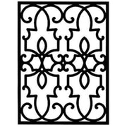 Wall Art Style 199 - Modern Wall Art Decor in black metal with symmetrical scroll design, 23x32 inches, ideal for home wall accents.