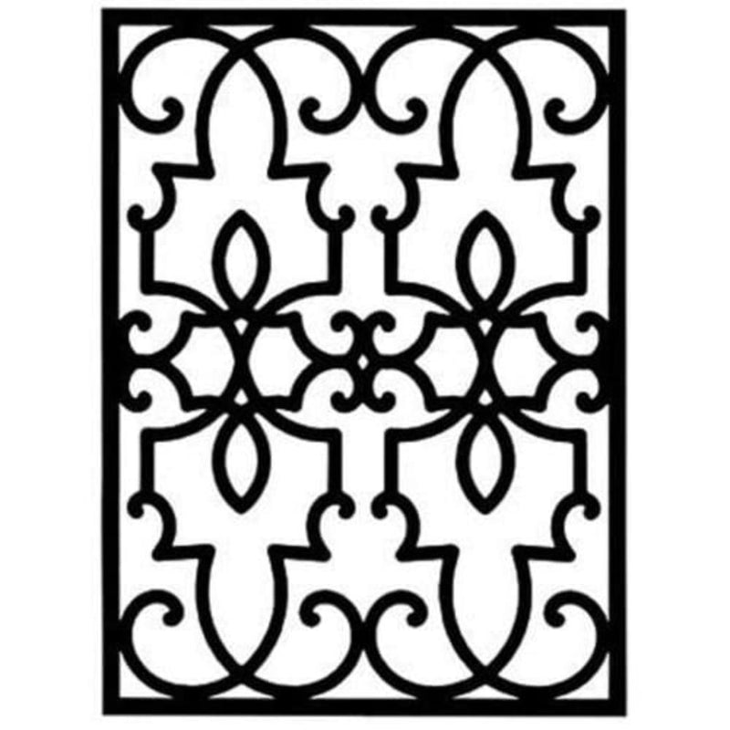 Wall Art Style 199 - Modern Wall Art Decor in black metal with symmetrical scroll design, 23x32 inches, ideal for home wall accents.