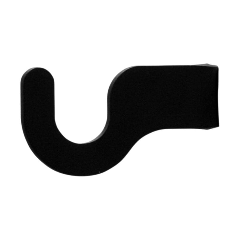 Center Support Bracket Extra Small in black finish for 1/2 inch curtain rods. Ideal for stabilizing lightweight window treatments in home decor.